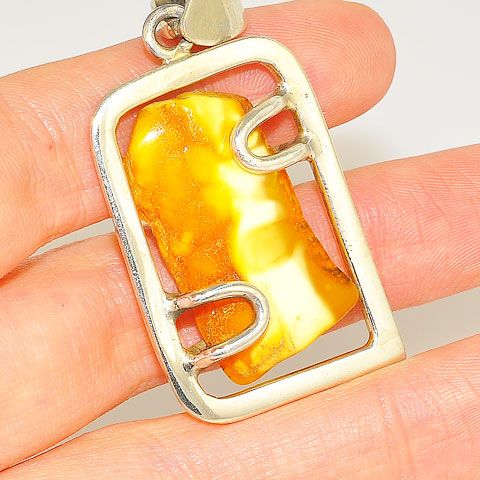 Sterling Silver Baltic Butterscotch Amber Pendant