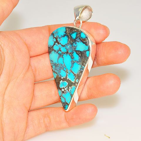 Sterling Silver Turquoise Pear Pendant
