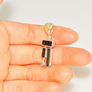 Sterling Silver Tourmaline Crystal and White Topaz Pendant