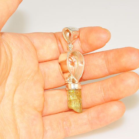 Sterling Silver Apatite and Clear Quartz Pendant