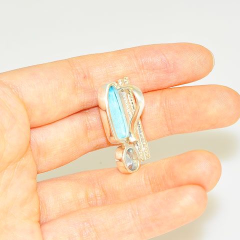 Sterling Silver Larimar and Blue Topaz Pendant