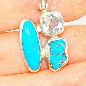 Sterling Silver Turquoise and White Topaz Pendant