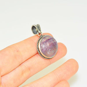 Sterling Silver Fluorite Button Pendant