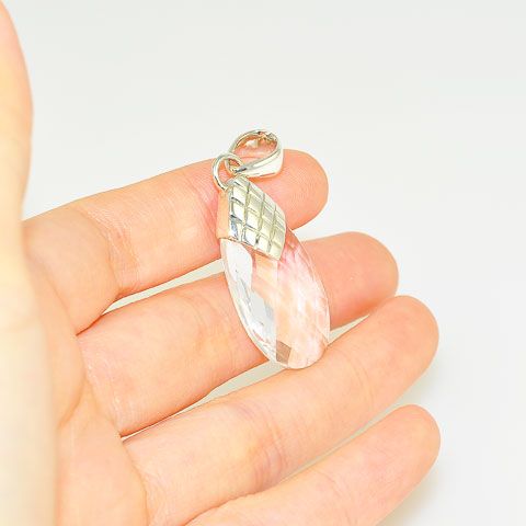 Sterling Silver Faceted Clear Quartz Drop Pendant