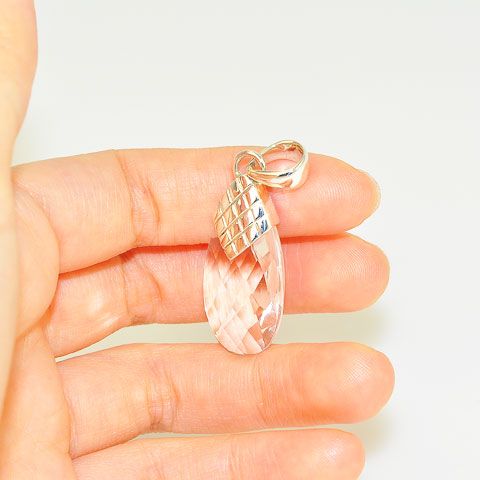 Sterling Silver Faceted Clear Quartz Drop Pendant