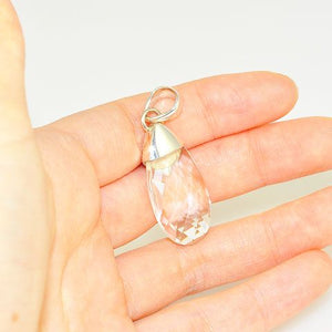 Sterling Silver Faceted Clear Quartz Drop Pendant