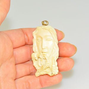 Sterling Silver Carved Mammoth Ivory Goddess and Talon Pendant