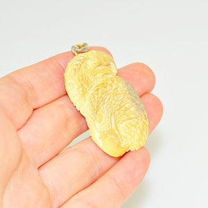 Sterling Silver Carved Mammoth Ivory Eagles Pendant