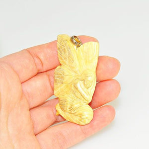 Sterling Silver Carved Mammoth Ivory Fairy Pendant