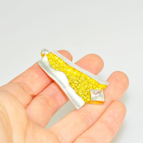 Sterling Silver and 22 K Gold Vermeil, White Topaz Pendant/Pin