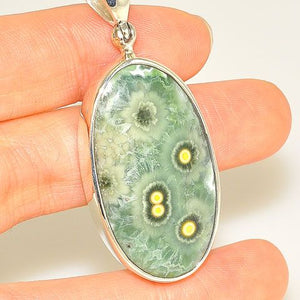 Sterling Silver Ocean Jasper Oval Pendant