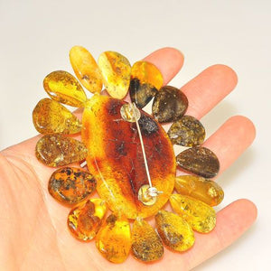 3.5-Inch Baltic Amber with Sterling Silver Pin