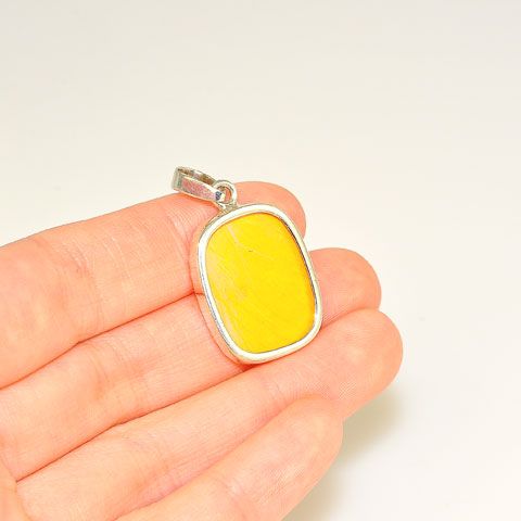 Sterling Silver Yellow Butterfly Wing Pendant