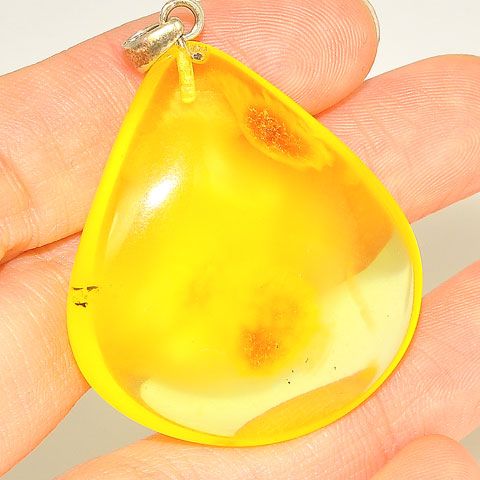 Sterling Silver Baltic Butterscotch Amber Pear Pendant