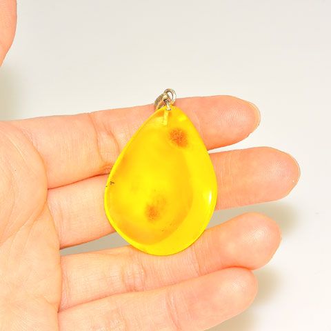 Sterling Silver Baltic Butterscotch Amber Pear Pendant
