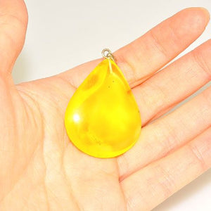 Sterling Silver Baltic Butterscotch Amber Pear Pendant