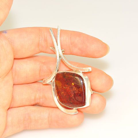 Sterling Silver Baltic Honey Amber Pin