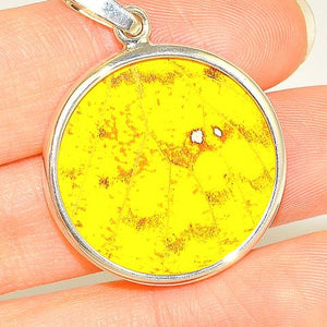 Sterling Silver Yellow Butterfly Wing Medallion Pendant