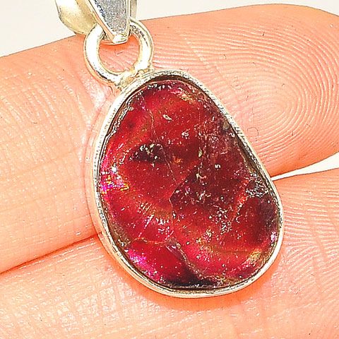 Sterling Silver Pink Tourmaline Slice Pendant