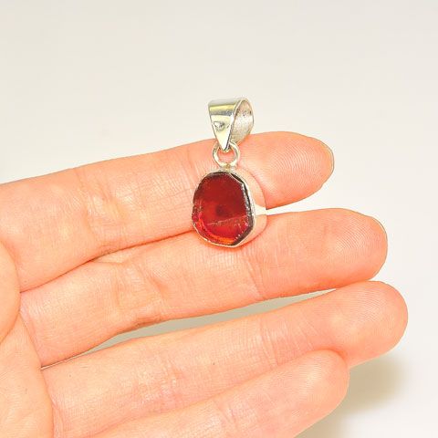 Sterling Silver Pink Tourmaline Slice Pendant