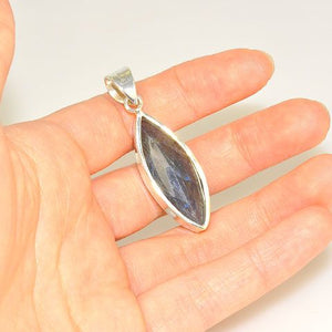 Sterling Silver Faceted Labradorite Marquise Pendant