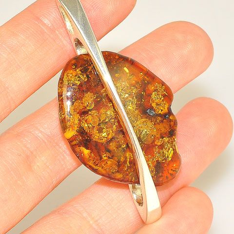 Sterling Silver Baltic Honey Amber Pendant