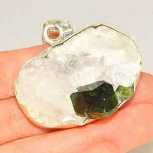 Sterling Silver Tourmaline in Quartz Pendant