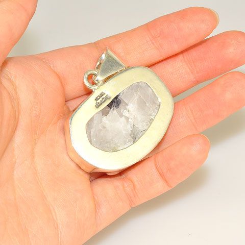 Sterling Silver Tourmaline in Quartz Pendant