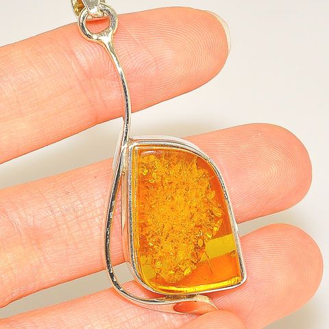 Sterling Silver Baltic Honey Amber Pendant