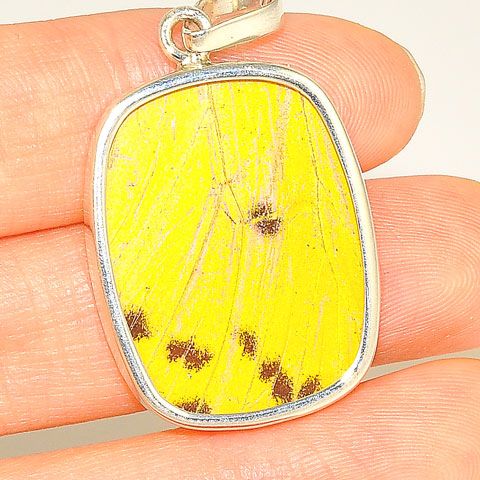 Sterling Silver Yellow Butterfly Wing Pendant