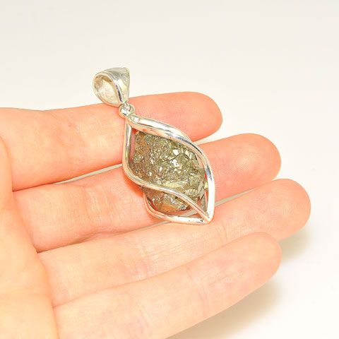 Sterling Silver Pyrite Crystal Cage Pendant