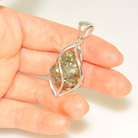 Sterling Silver Pyrite Crystal Cage Pendant