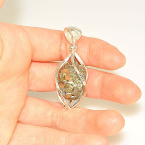 Sterling Silver Pyrite Crystal Cage Pendant