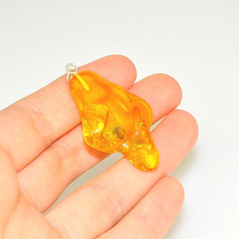 Sterling Silver Baltic Honey Amber Pendant