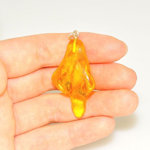 Sterling Silver Baltic Honey Amber Pendant