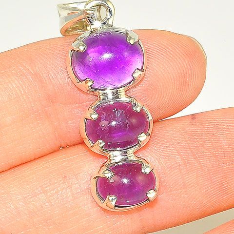 Sterling Silver Amethyst Trio Pendant