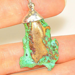 Sterling Silver Copper Nugget with Verdigris Pendant