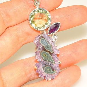 Sterling Silver Amethyst and White Topaz Pendant