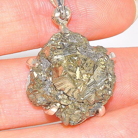 Sterling Silver Pyrite Nugget Pendant