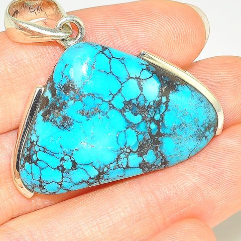 Sterling Silver Turquoise Triangle Pendant