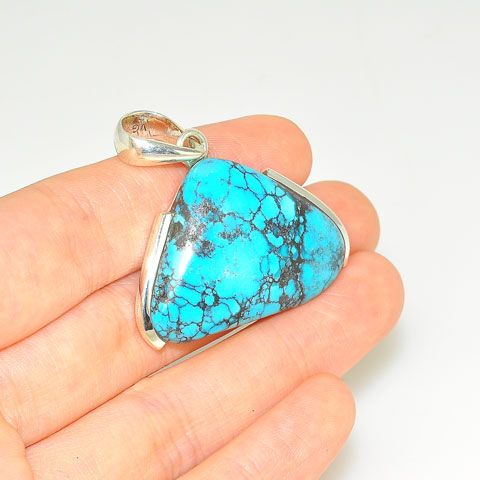 Sterling Silver Turquoise Triangle Pendant