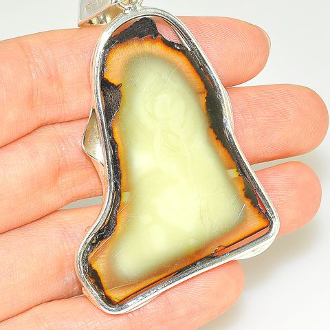 Sterling Silver Baltic Butterscotch Amber Slice Pendant