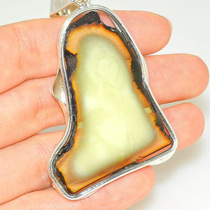 Sterling Silver Baltic Butterscotch Amber Slice Pendant