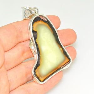 Sterling Silver Baltic Butterscotch Amber Slice Pendant