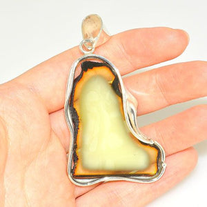 Sterling Silver Baltic Butterscotch Amber Slice Pendant