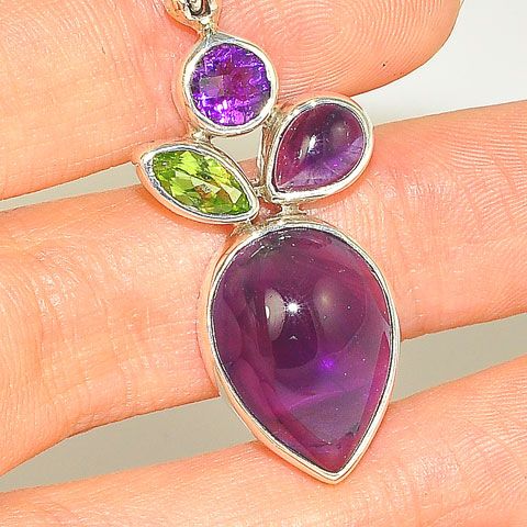 Sterling Silver Amethyst and Peridot Pendant