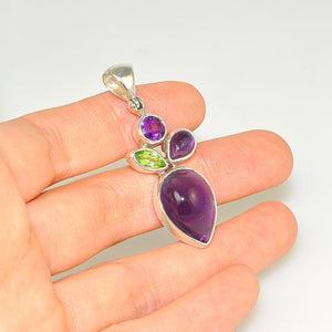 Sterling Silver Amethyst and Peridot Pendant