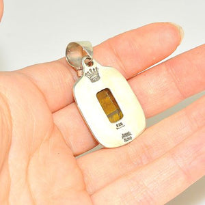 Sterling Silver Tiger Eye and Citrine Pendant