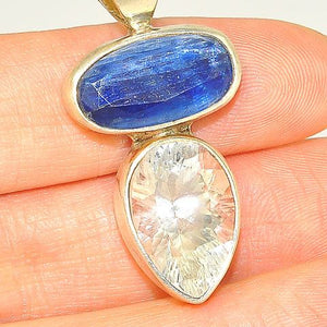 Sterling Silver Kyanite and White Topaz Pendant