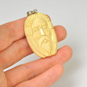 Sterling Silver Fossilized Mammoth Ivory Face Pendant